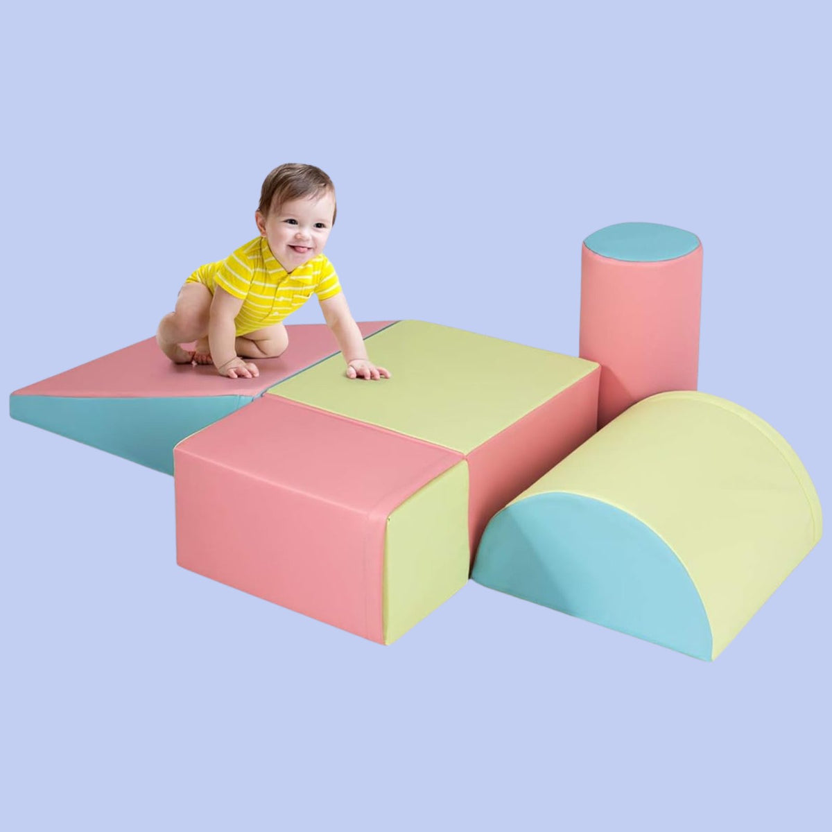 6-Piece Baby Foam Climbing Blocks - Soft Play Set For Toddlers 1-3 In Cappuccino Color