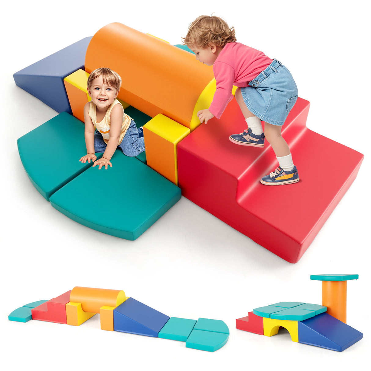 10-Piece Foam Climbing Toys for Toddlers, Soft Foam PU Leather Building Blocks for Kids 1-3 Years Old