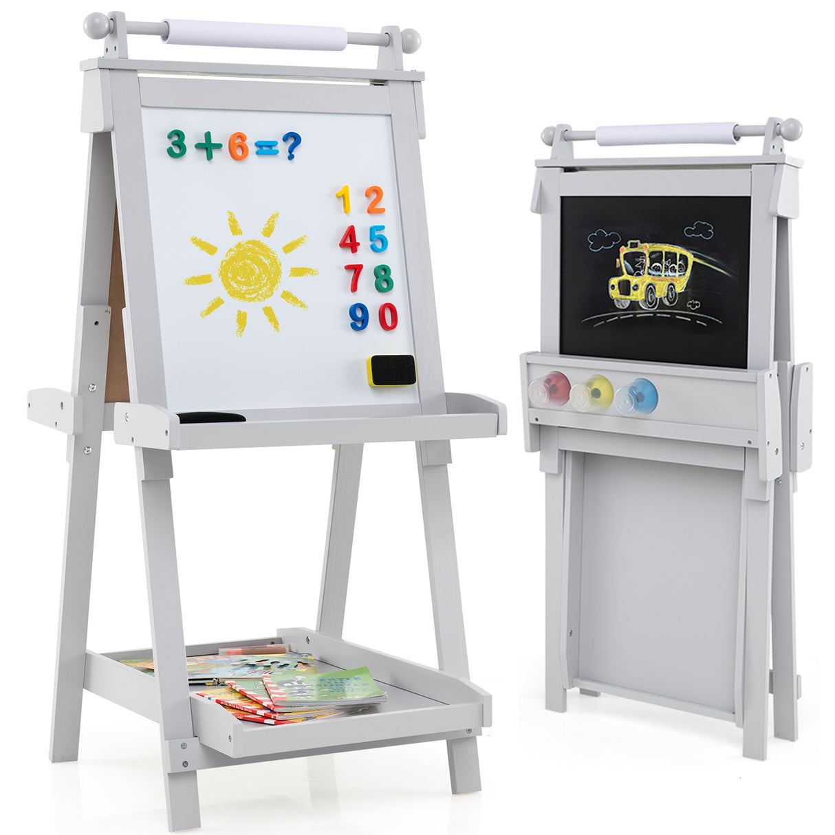 3-in-1 Double-sided Art Easel, Creative Art Center for 3+ Years Old Children