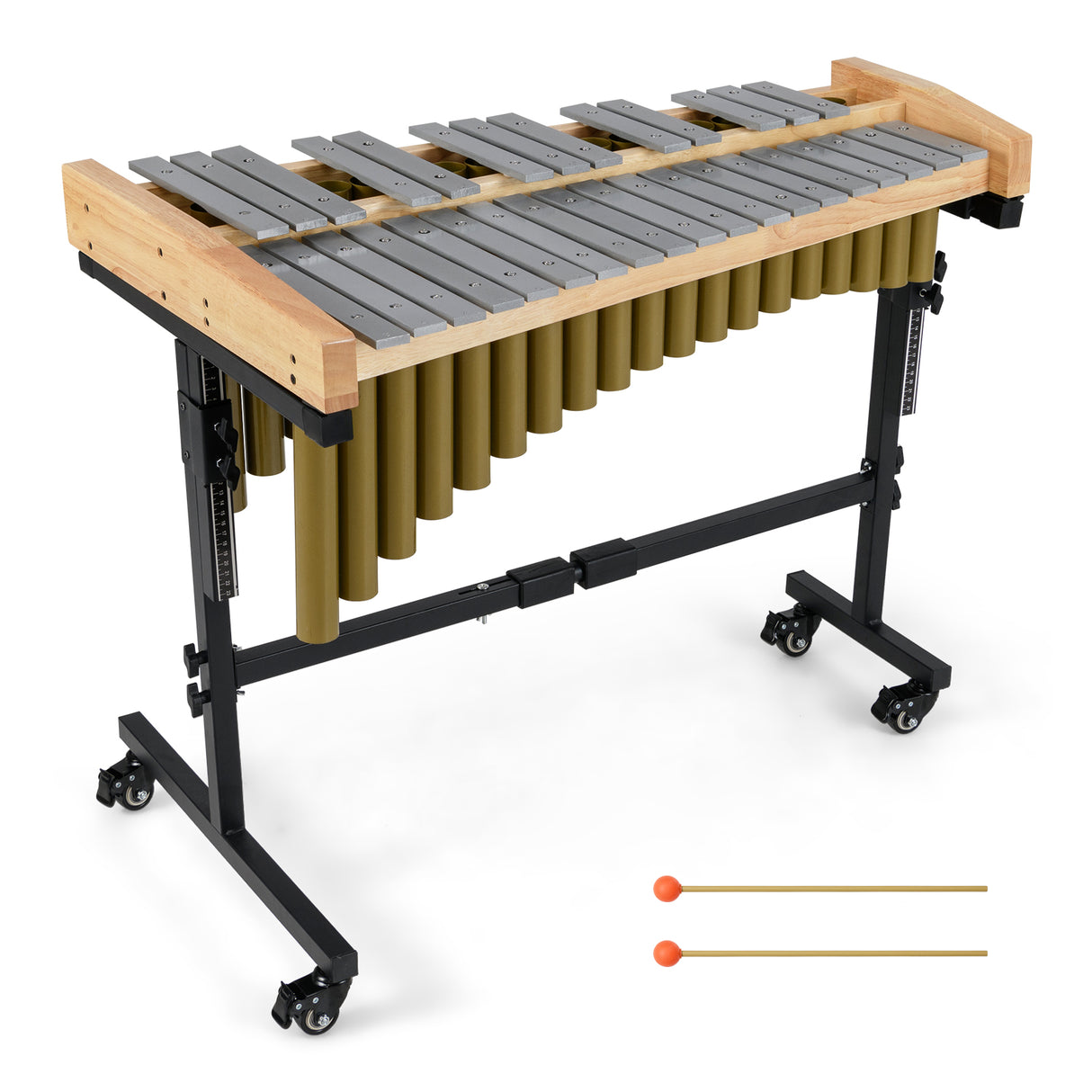 32 Note Marimba, Aluminum Xylophone, Adjustable Stand & Lockable Wheels for Beginners