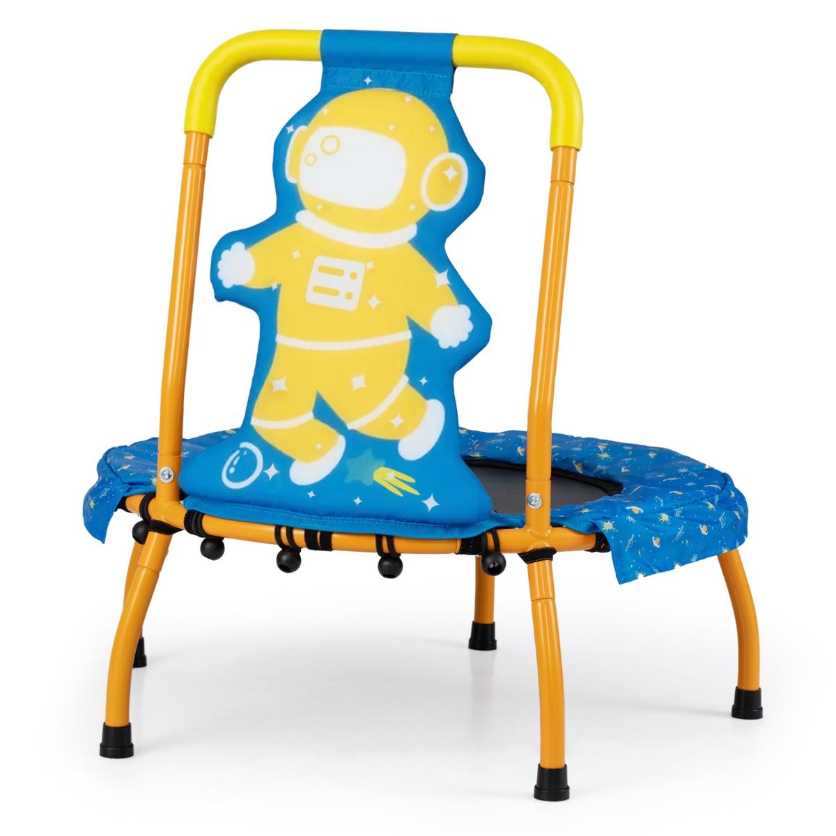 Children's trampoline with astronaut design on a white background