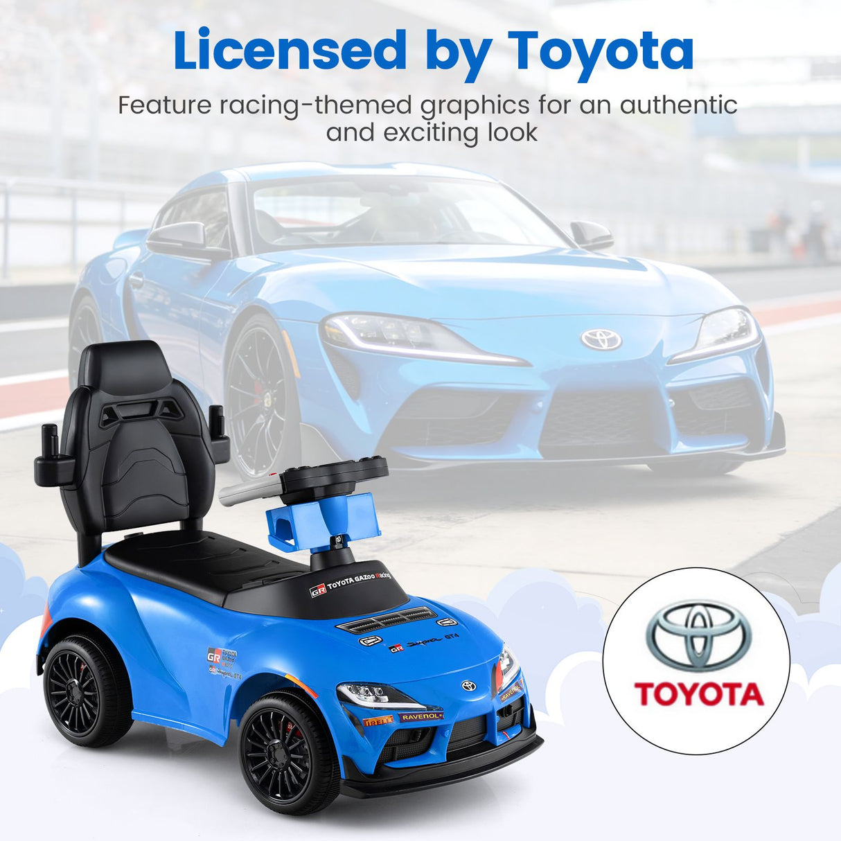 HONEY JOY 3-in-1 Push Car for Toddlers Toyota Licensed Stroller Sliding Walking Car