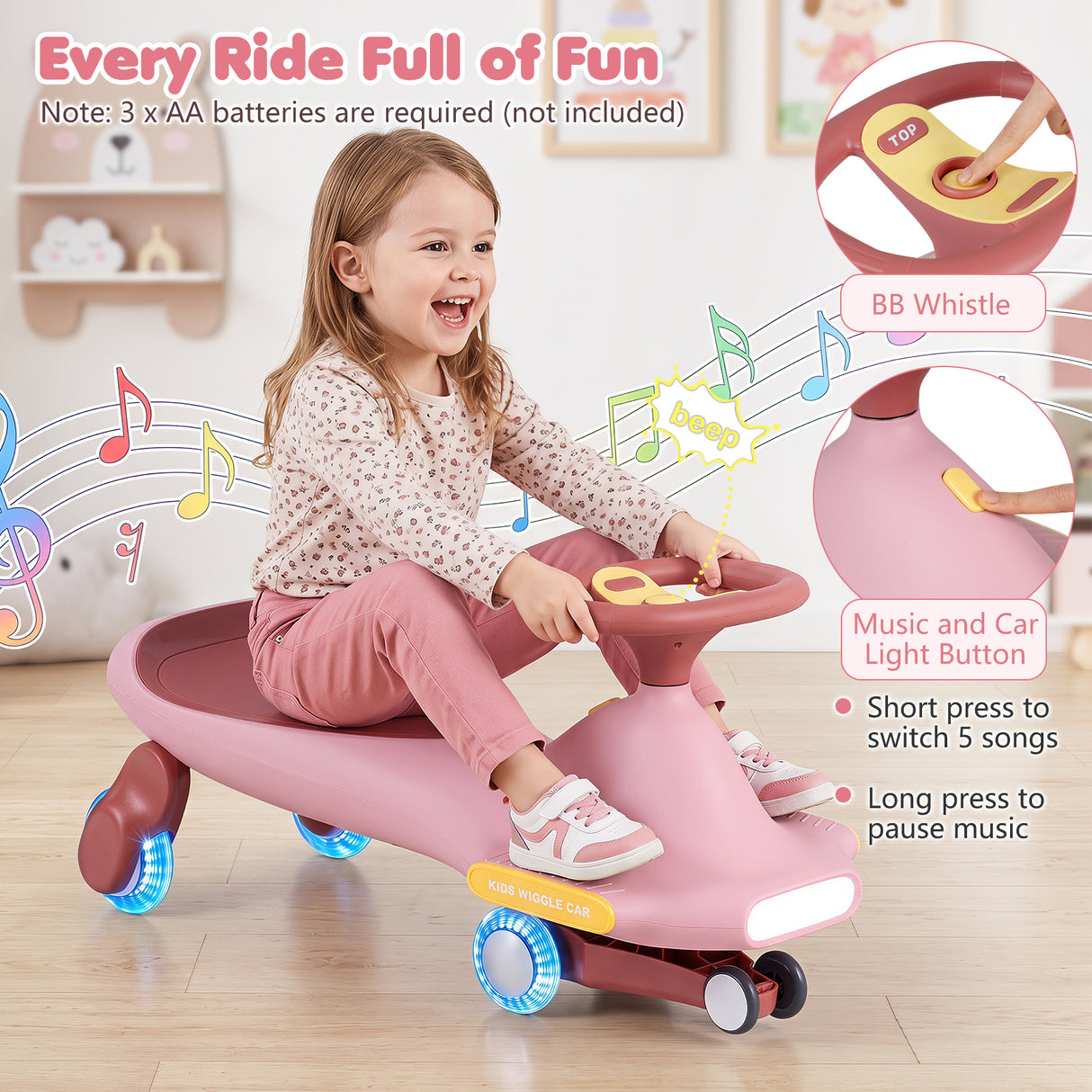 Twist Turn Ride On Toy for Indoor Outdoor Play