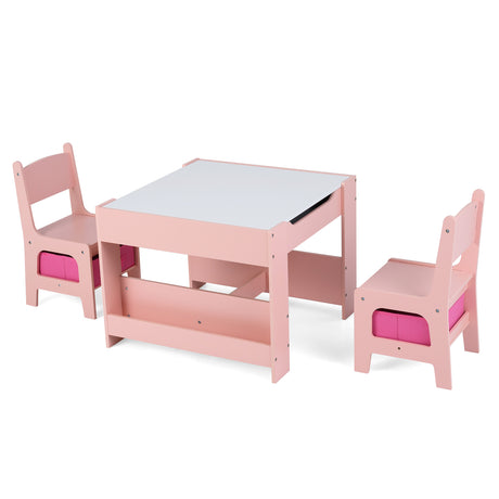 4-in-1 Kids Table and Chair Set, Wooden Activity Table, 2-in-1 Detachable Tabletop Table & Chair Set for Classroom