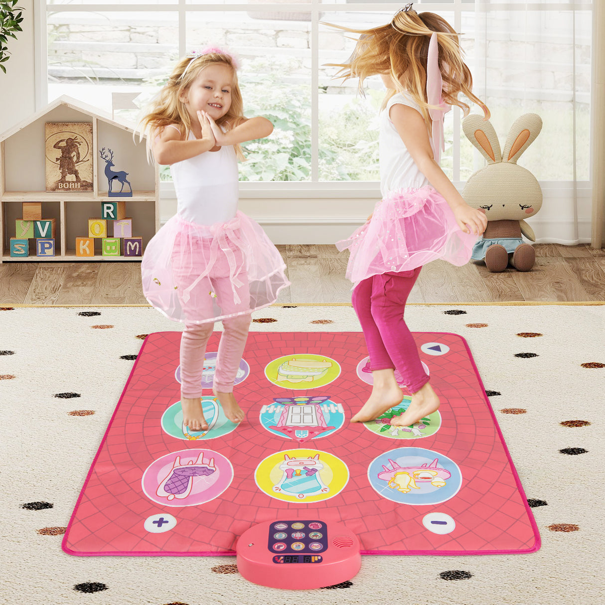 Fun Dance Mat for Kids, Interactive Gift for 3+ Years Old Boys and Girls, Pink