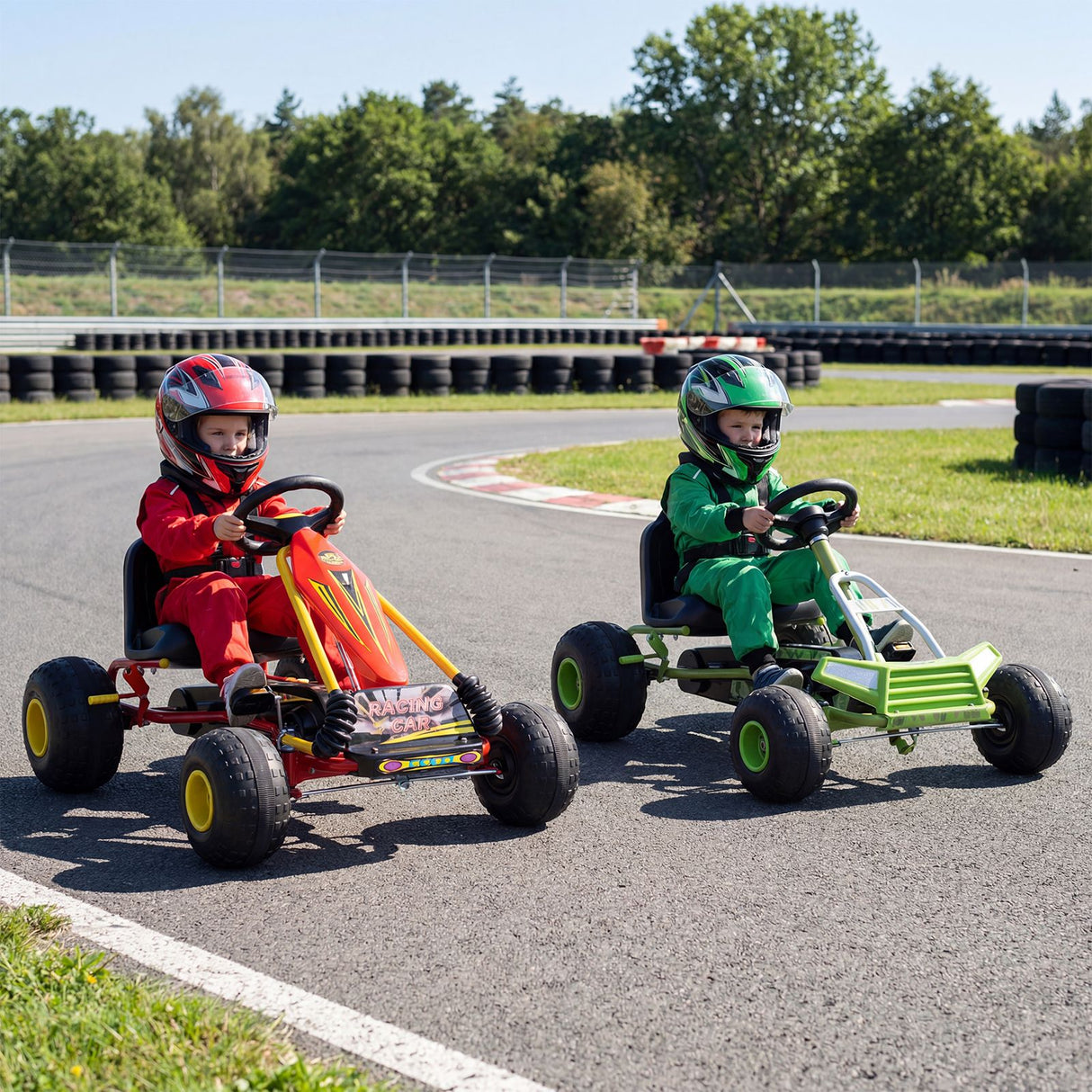 4 Wheel Ride on Toy with Adjustable Seat and Wear-Resistant Wheels for Boys and Girls