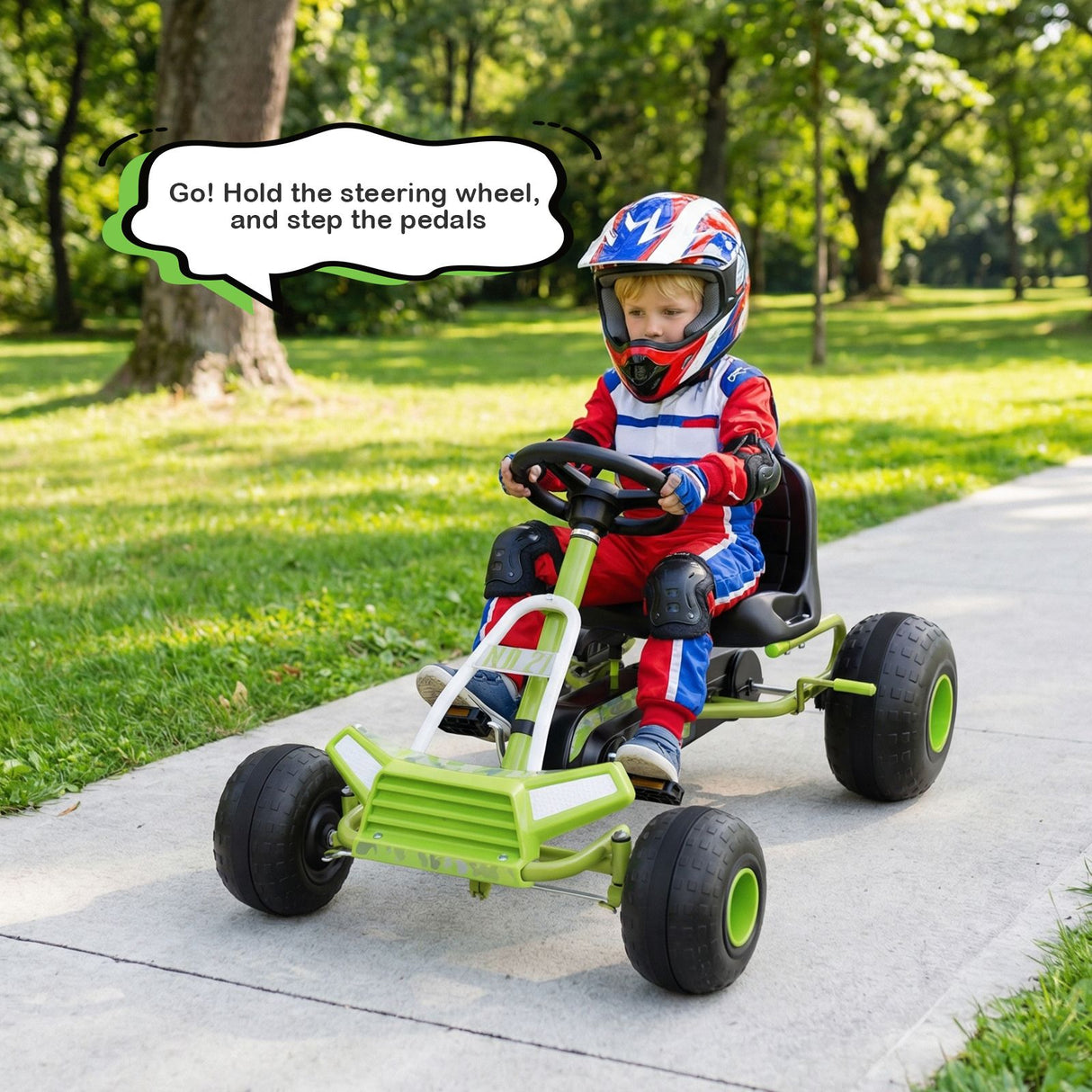 4 Wheel Ride on Toy with Adjustable Seat and Wear-Resistant Wheels for Boys and Girls