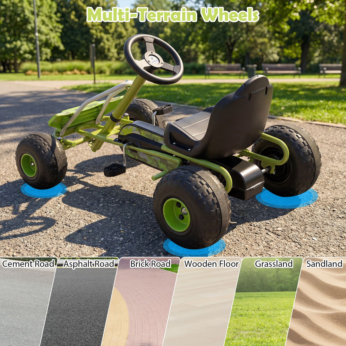 4 Wheel Ride on Toy with Adjustable Seat and Wear-Resistant Wheels for Boys and Girls