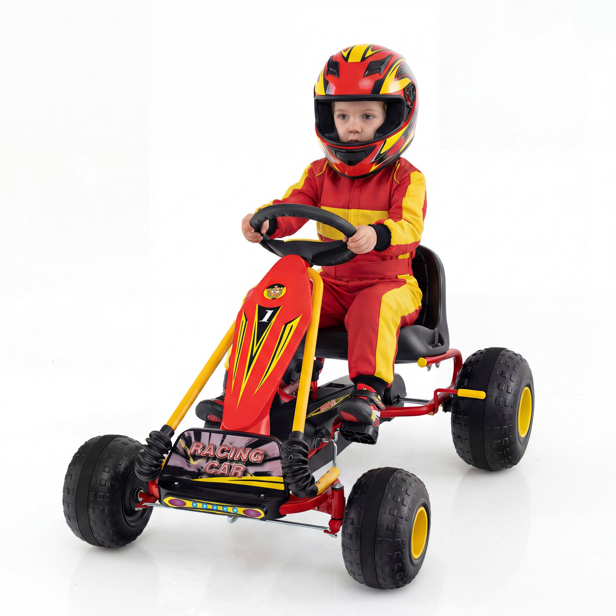 4 Wheel Ride on Toy with Handbrake and Wear-Resistant Wheels for Boys and Girls