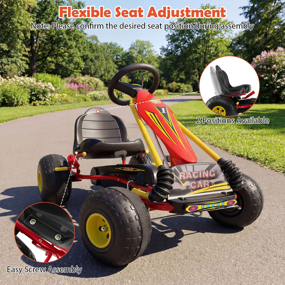 4 Wheel Ride on Toy with Handbrake and Wear-Resistant Wheels for Boys and Girls