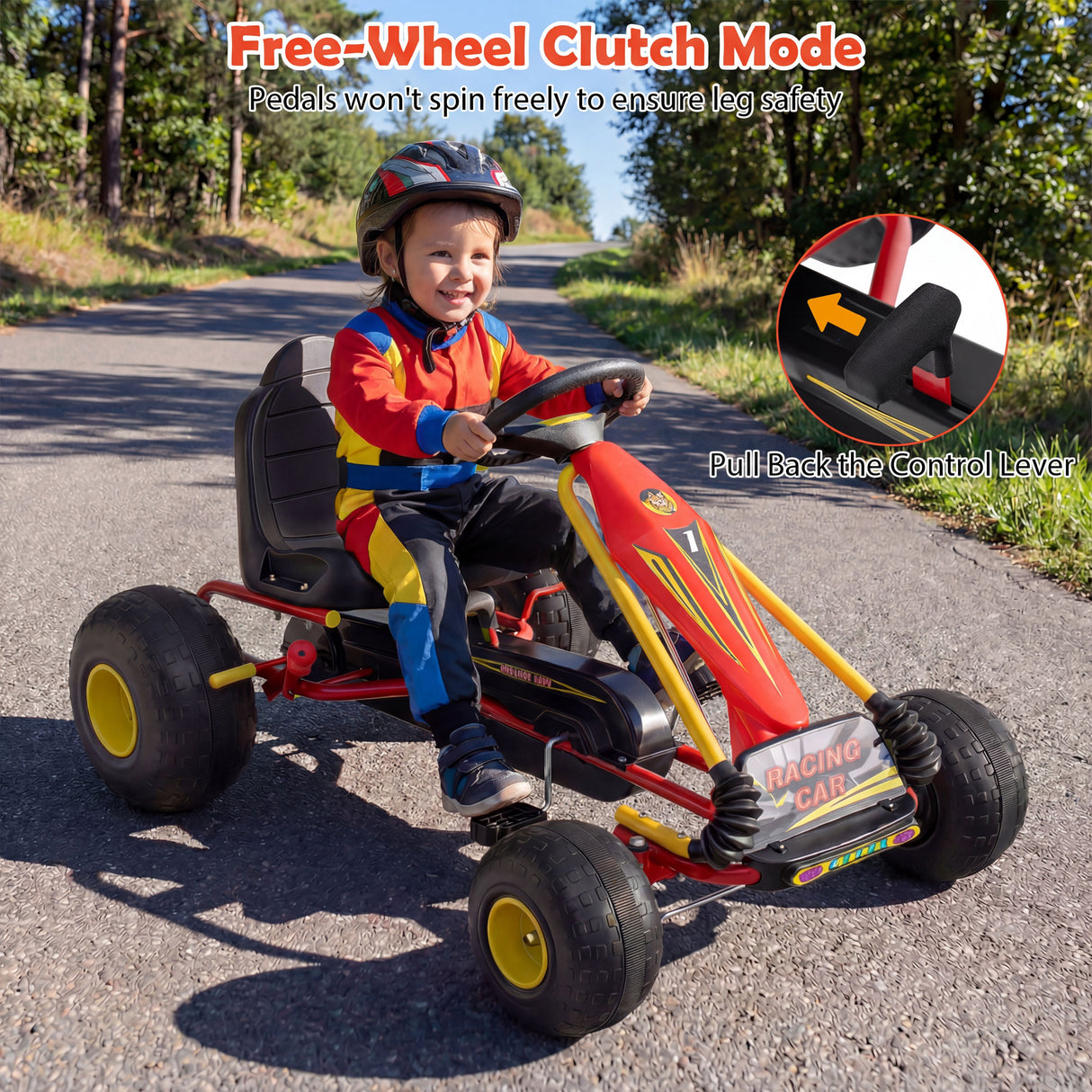 4 Wheel Ride on Toy with Handbrake and Wear-Resistant Wheels for Boys and Girls
