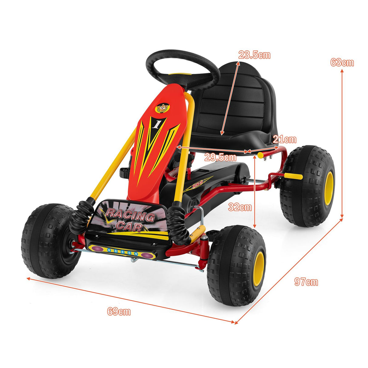 4 Wheel Ride on Toy with Handbrake and Wear-Resistant Wheels for Boys and Girls