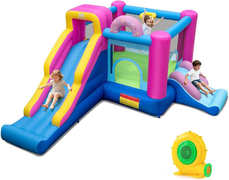 Inflatable Bounce House with Long Slides and Jumping Area