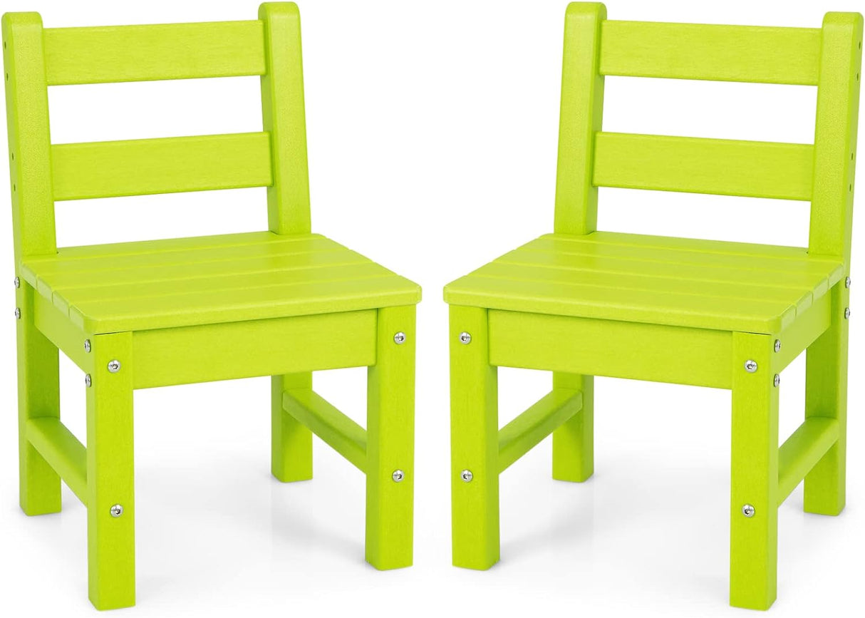 HONEY JOY 2 PCS Kids Chairs, Weather Resistant Heavy-Duty Children Learning Chair w/Backrest