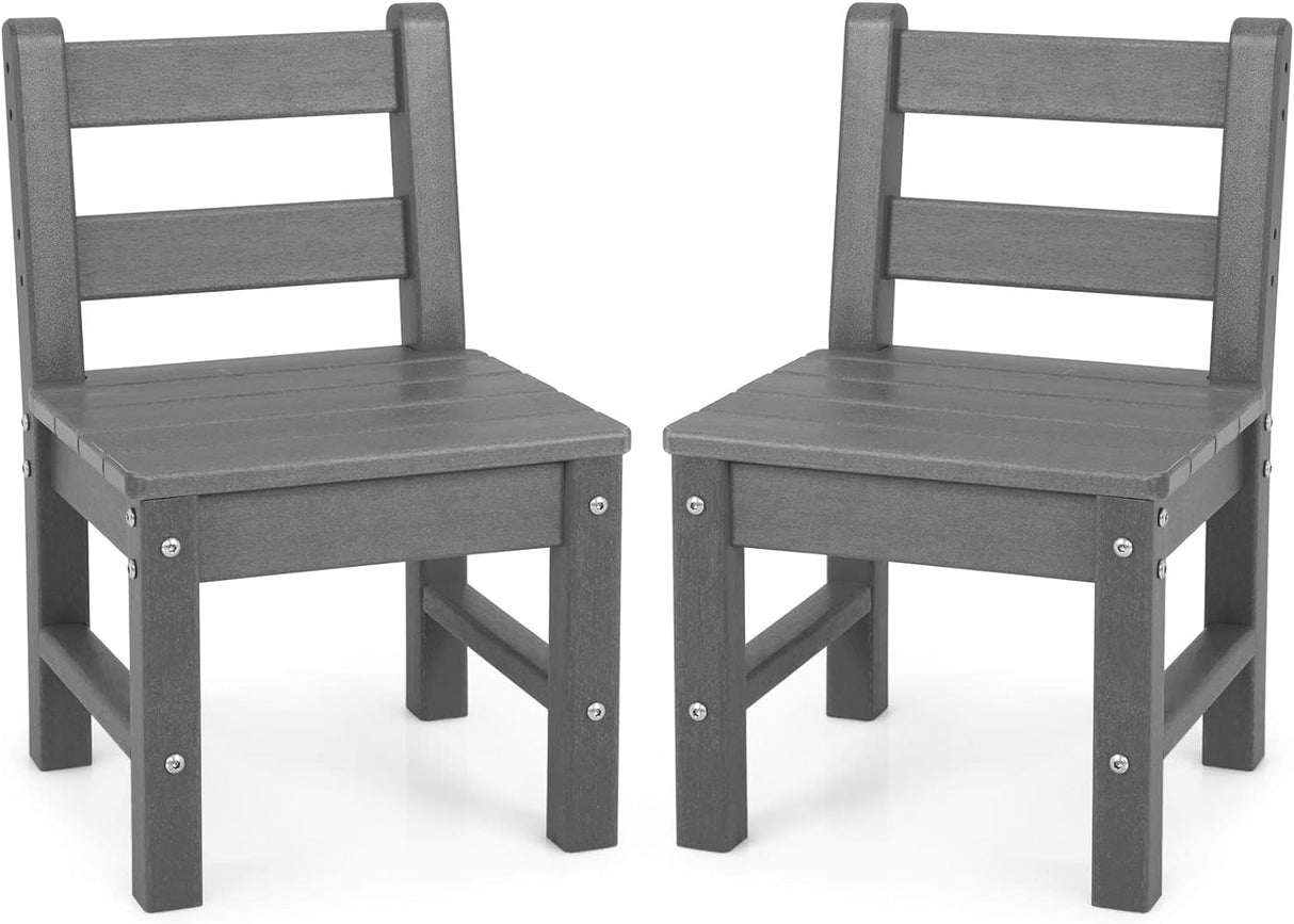 HONEY JOY 2 PCS Kids Chairs, Weather Resistant Heavy-Duty Children Learning Chair w/Backrest