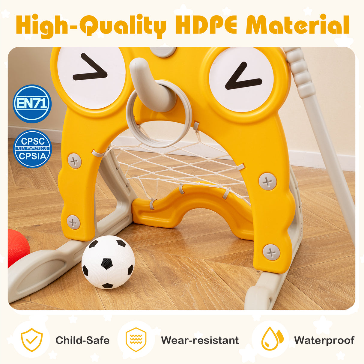 Toddler Basketball Hoop, 4-in-1 Kids Activity Center with Rim, Soccer Goal, Golf, Ring Toss