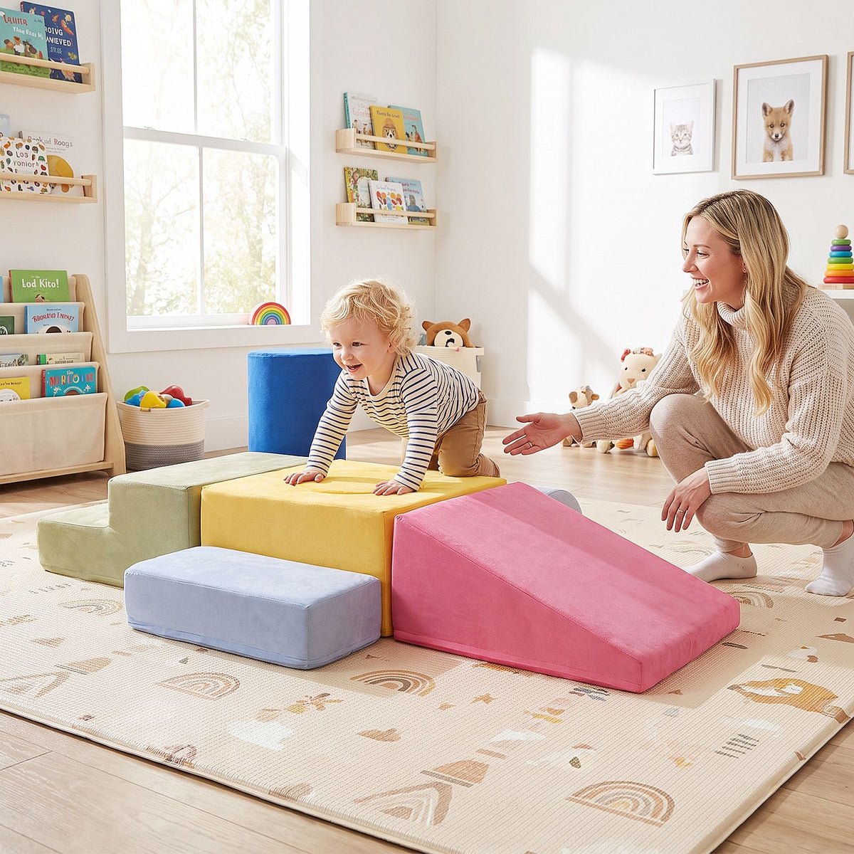 7-Piece Colorful Foam Climbing Blocks for Toddlers 1-3 Years Old
