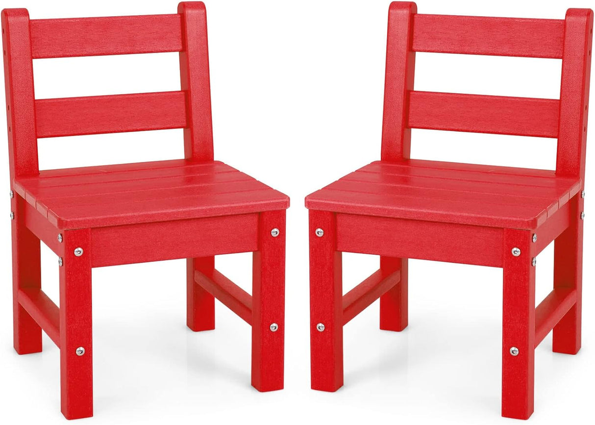 HONEY JOY 2 PCS Kids Chairs, Weather Resistant Heavy-Duty Children Learning Chair w/Backrest