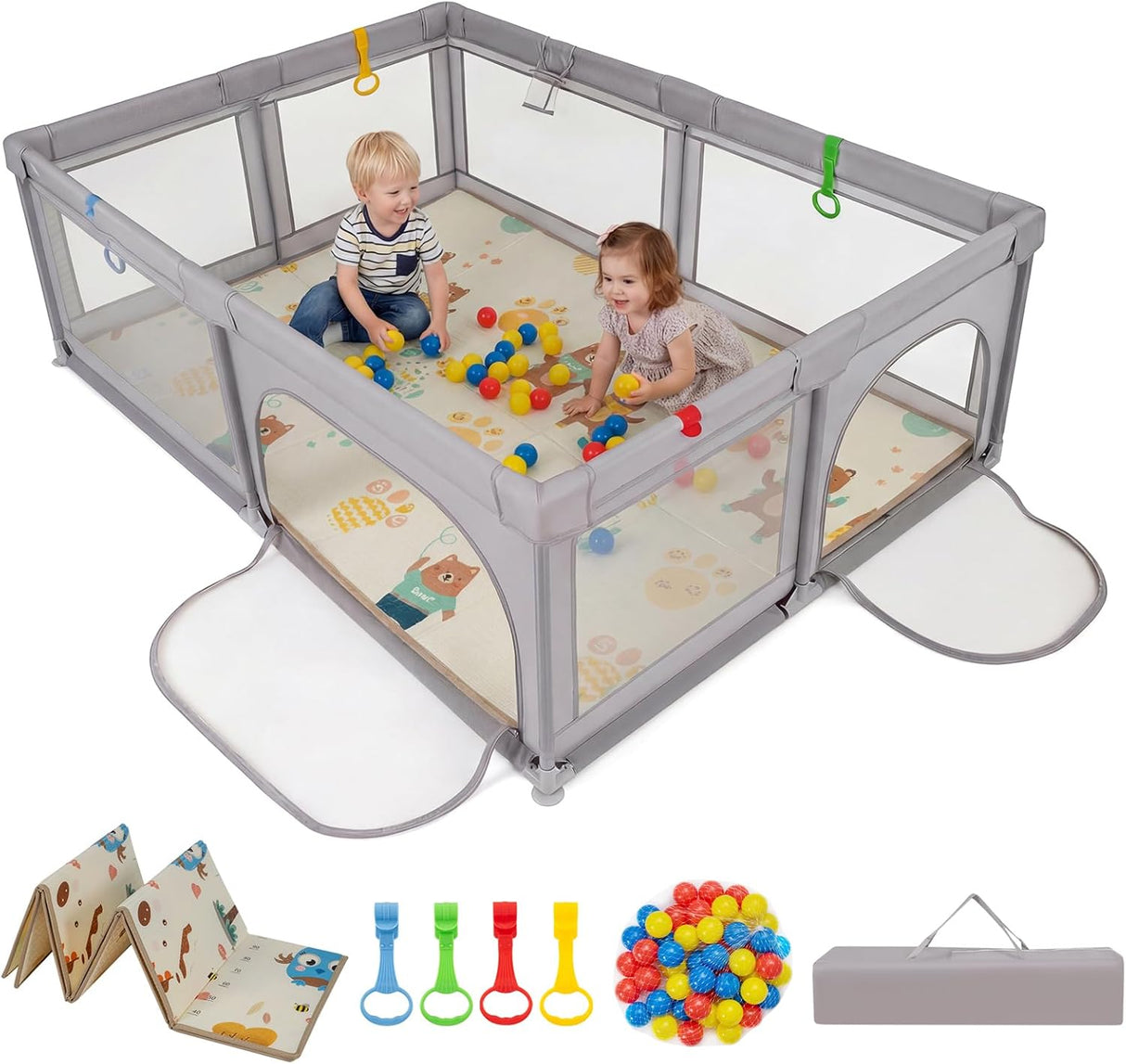 Baby Playpen with Foldable Mat for Infants and Toddlers