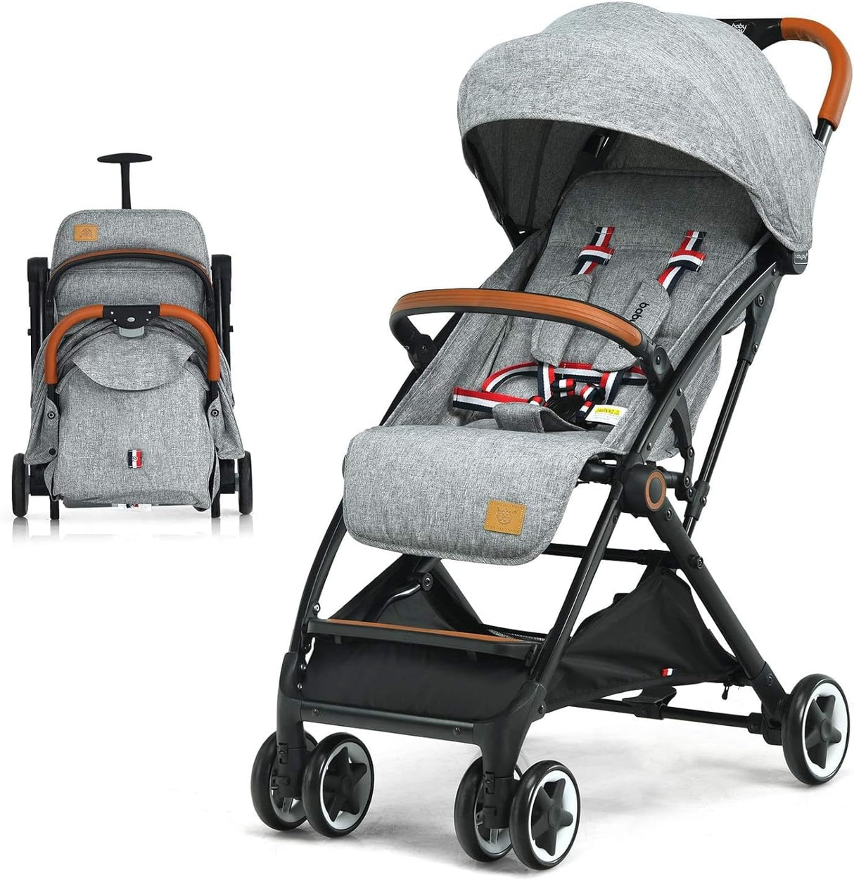 Compact Baby Stroller, Grey - Baby Joy