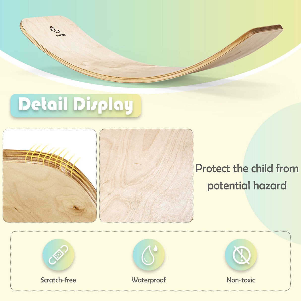 88.5 cm Wooden Balance Board for Balance Training Indoors and Outdoors