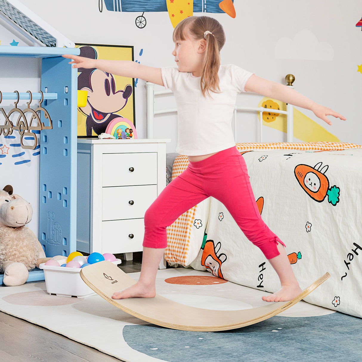 88.5 cm Wooden Balance Board for Balance Training Indoors and Outdoors