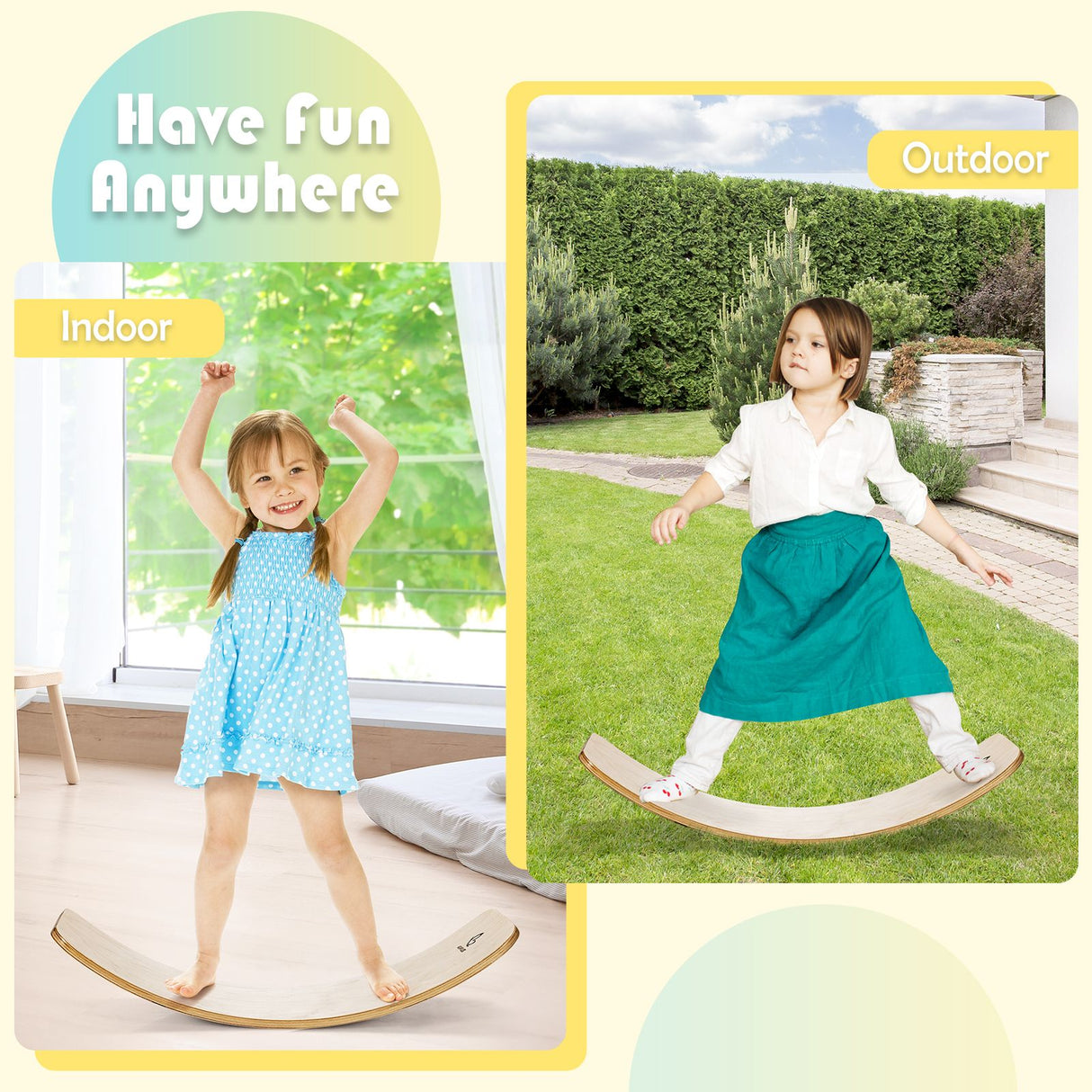 88.5 cm Wooden Balance Board for Balance Training Indoors and Outdoors