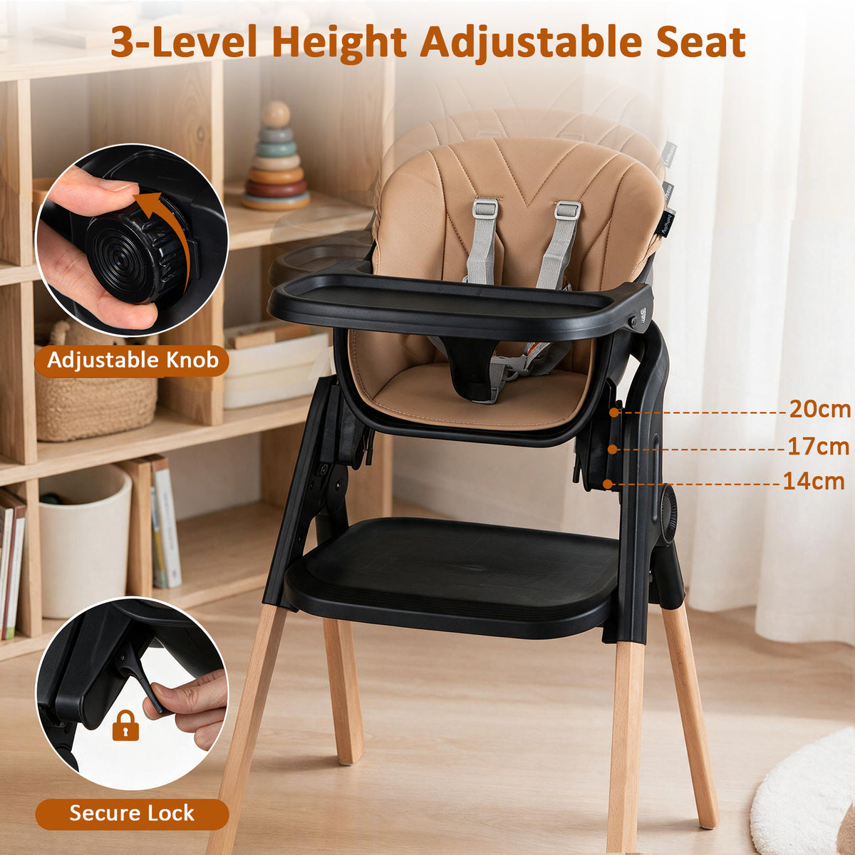 BABY JOY 7-in-1 Convertible Foldable Baby High Chair w/Adjustable Tray