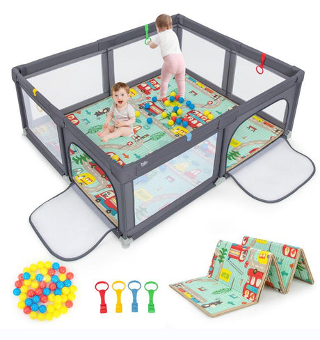BABY JOY Baby Playpen 185 x 155 x 69 cm Large Play Yard for Infants