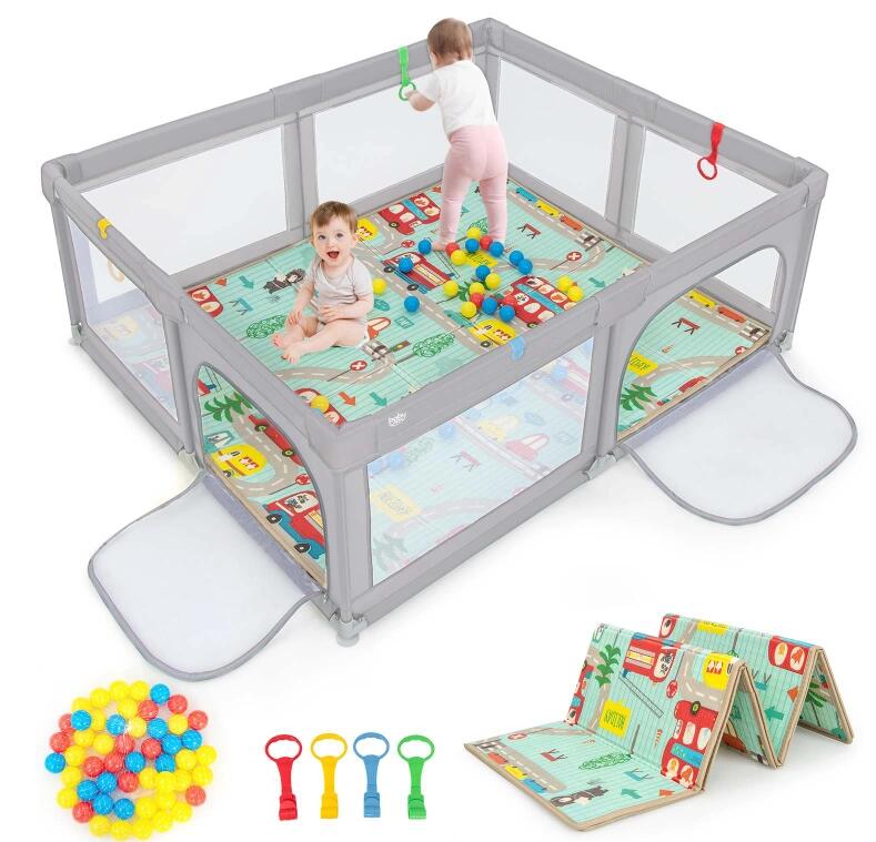 BABY JOY Baby Playpen 185 x 155 x 69 cm Large Play Yard for Infants