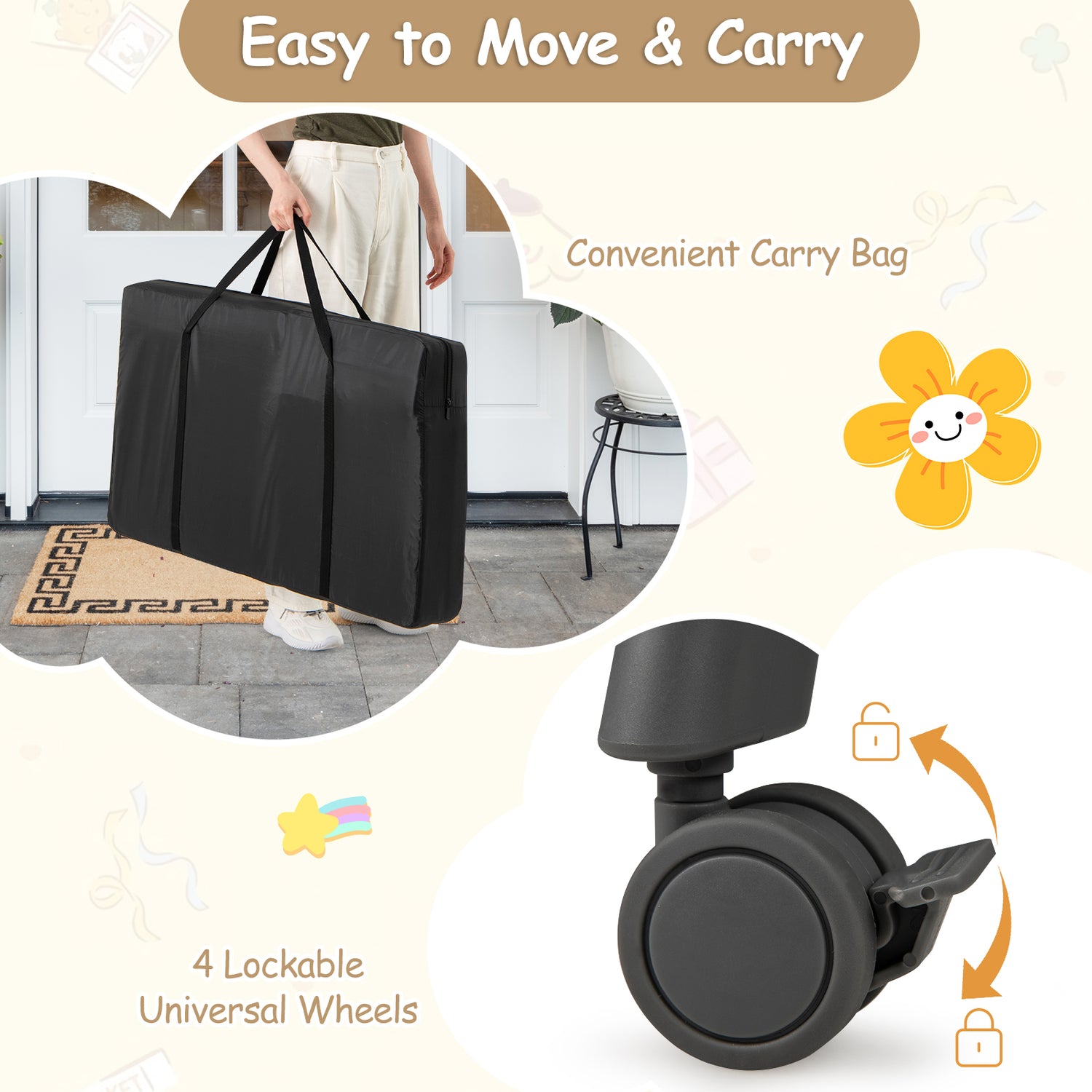 BABY JOY 4 in 1 Rocking Baby Bassinet, Newborn Infant Bedside Sleeper