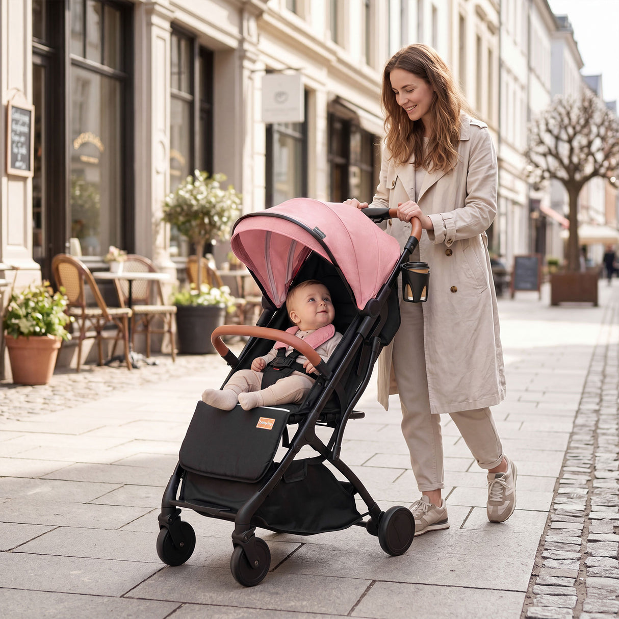 Lightweight Baby Stroller with Adjustable Backrest and Footmuff