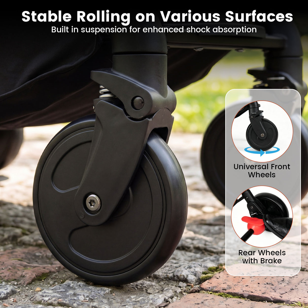 Lightweight Baby Stroller with Adjustable Backrest and Footmuff