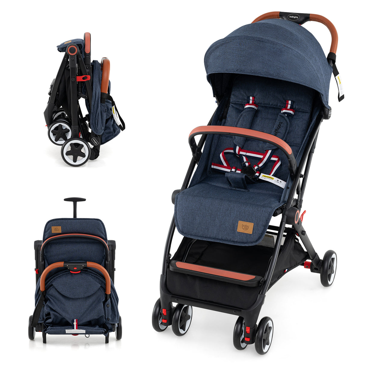 Compact Baby Stroller, Navy - Baby Joy