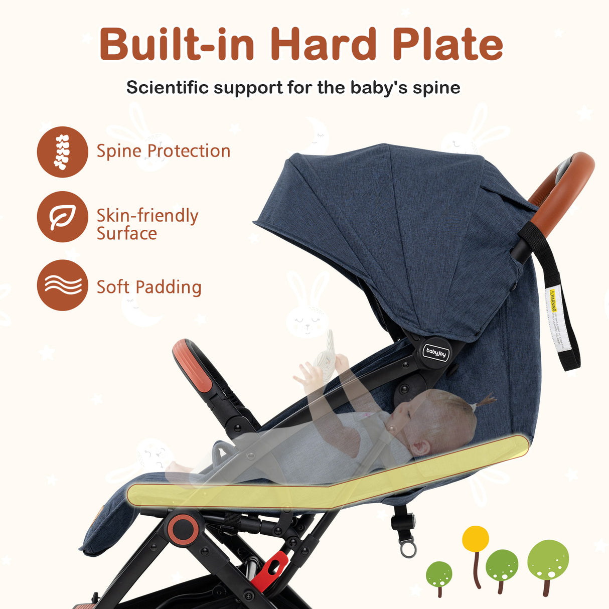 Compact Baby Stroller, Navy - Baby Joy