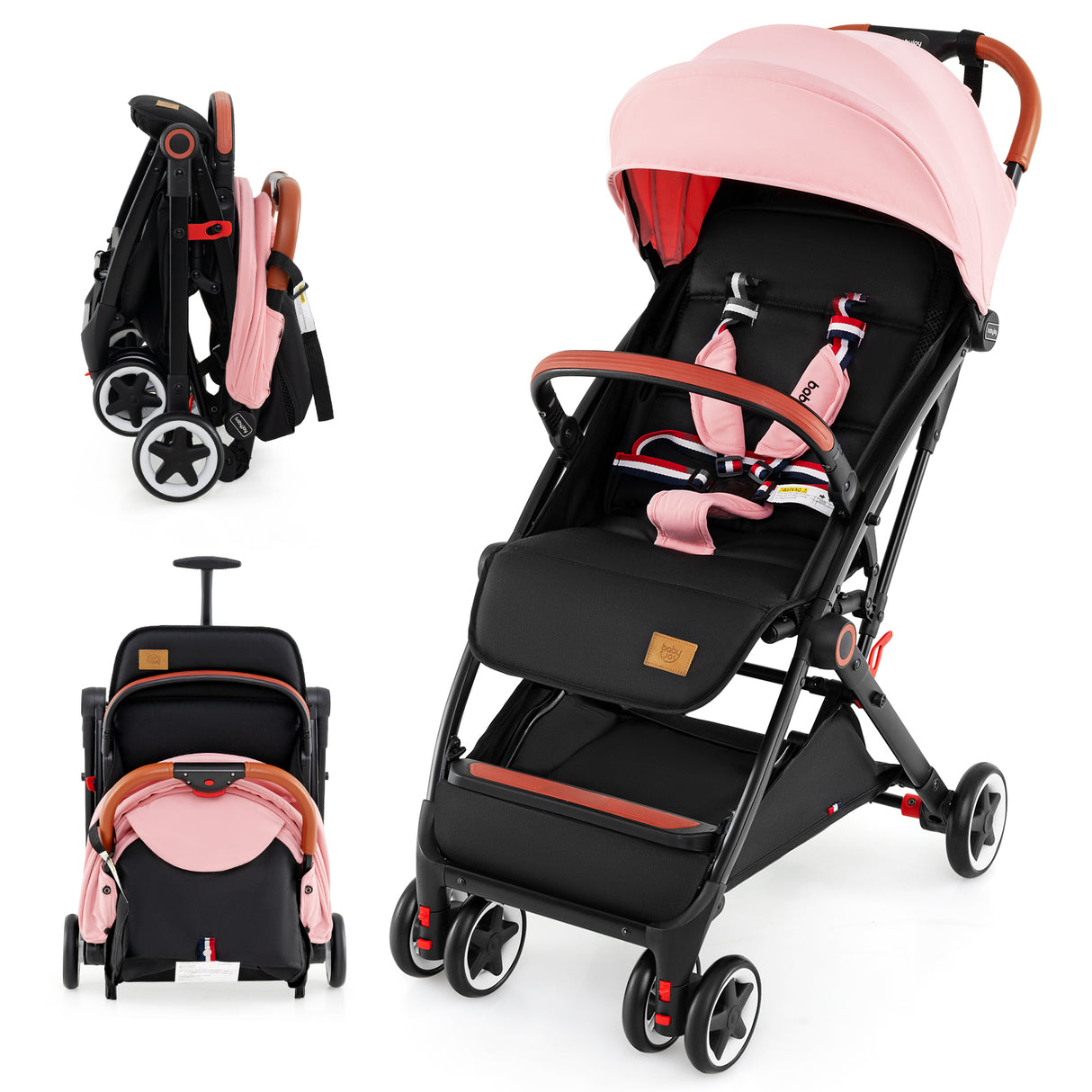 Compact Baby Stroller, Pink - Baby Joy
