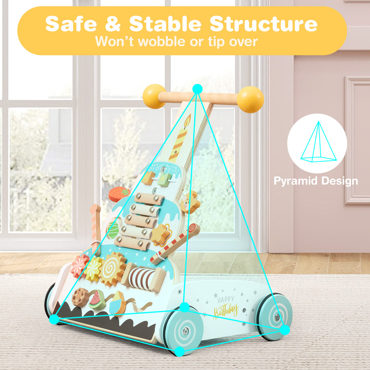Baby Joy Montessori Wooden Baby Walker