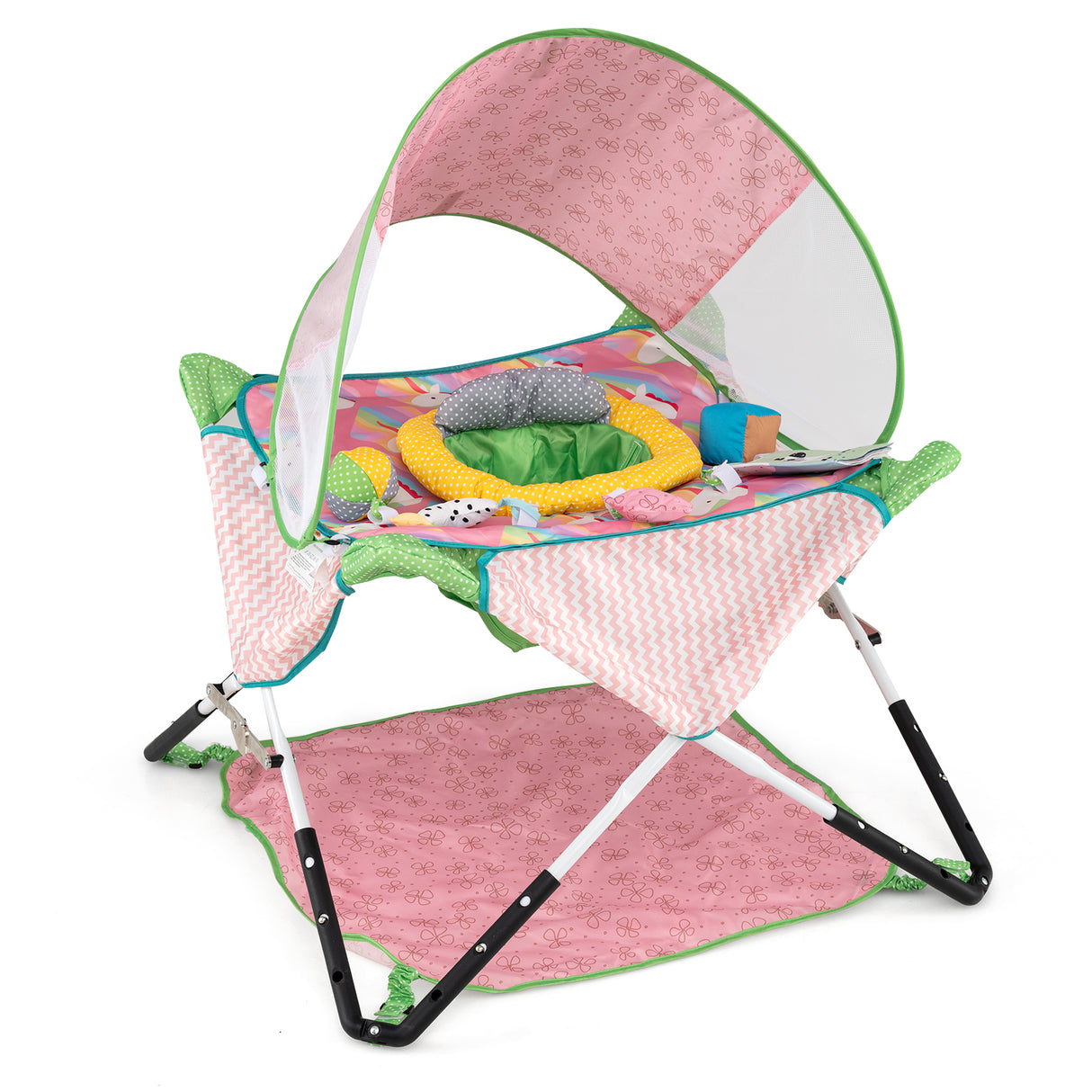 Foldable Portable Baby Jumper, Blue/Pink