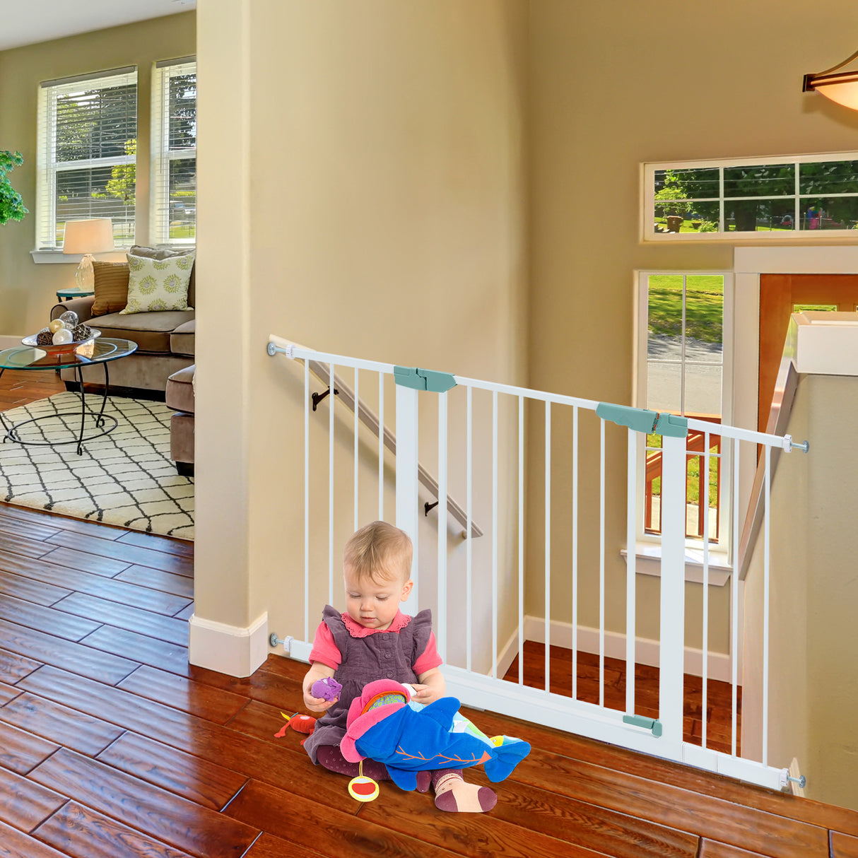BABY JOY Baby Gate 76-132 cm, Auto Close Safety Banister for Kids and Pets