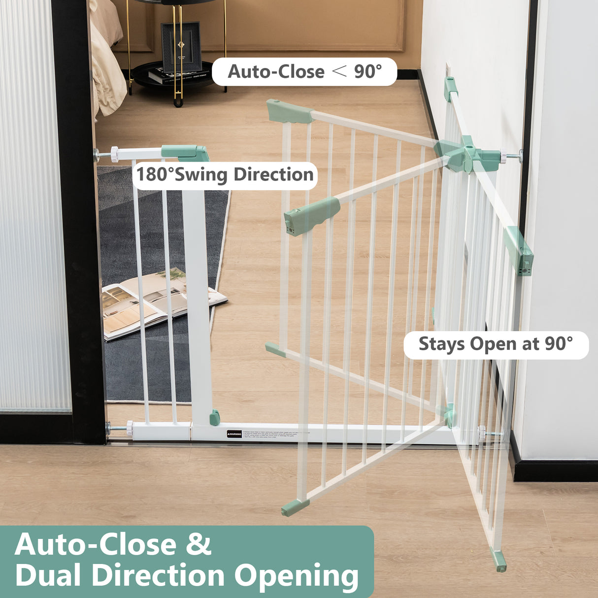 BABY JOY Baby Gate 76-132 cm, Auto Close Safety Banister for Kids and Pets