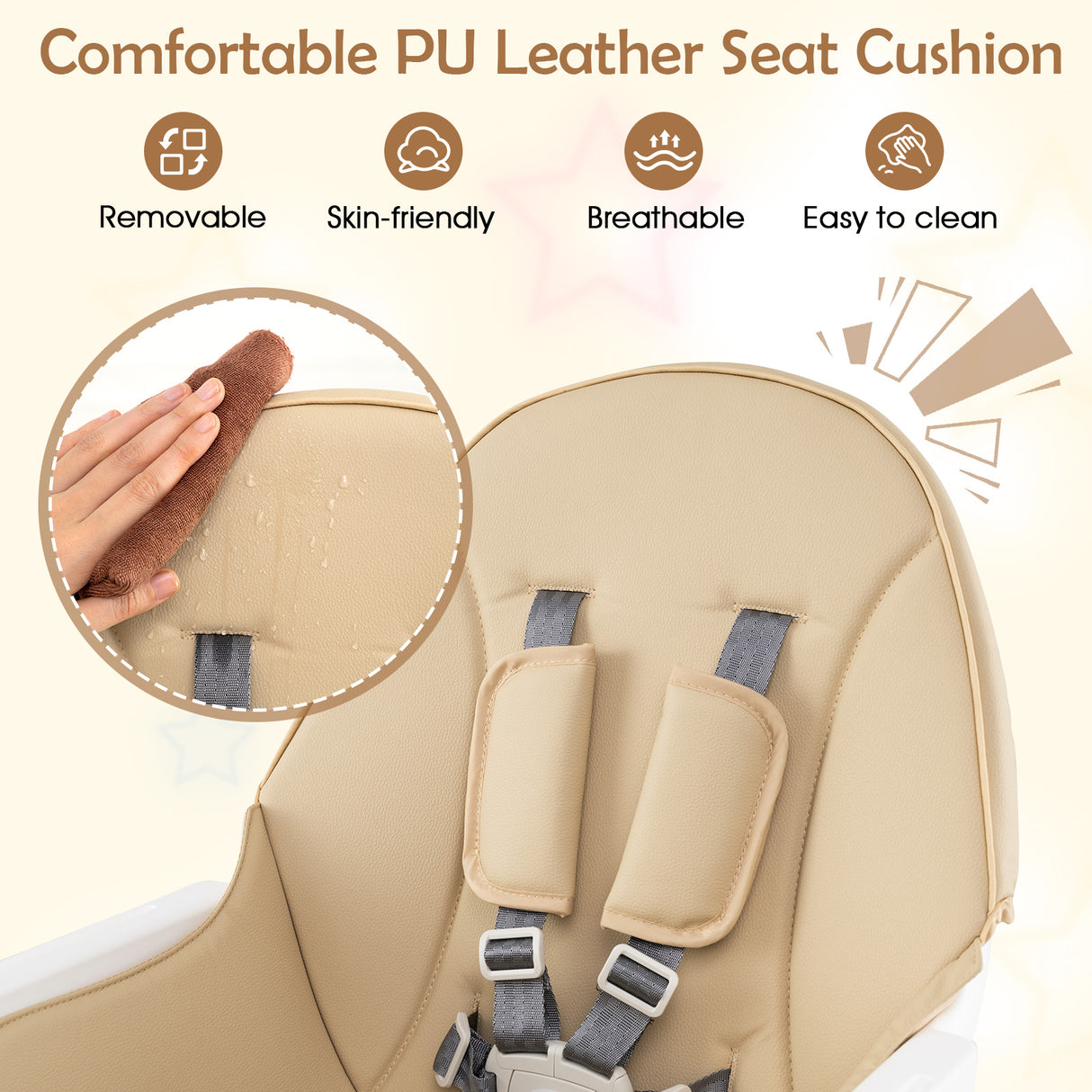 6-in-1 Convertible Table Chair Set, Wooden Infant Seat Feeding Dining Studying Chair for Kids 6-36 Months