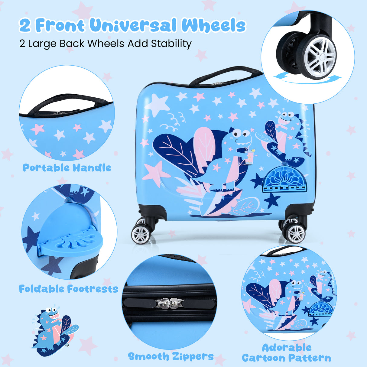 BABY JOY 2 PCS Kid Luggage Set, 18" Suitcase & 12" Backpack Set