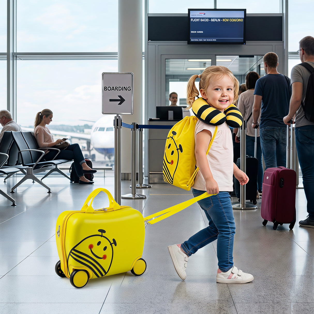 40 cm Lightweight Bee Suitcase Set with Rolling Wheels