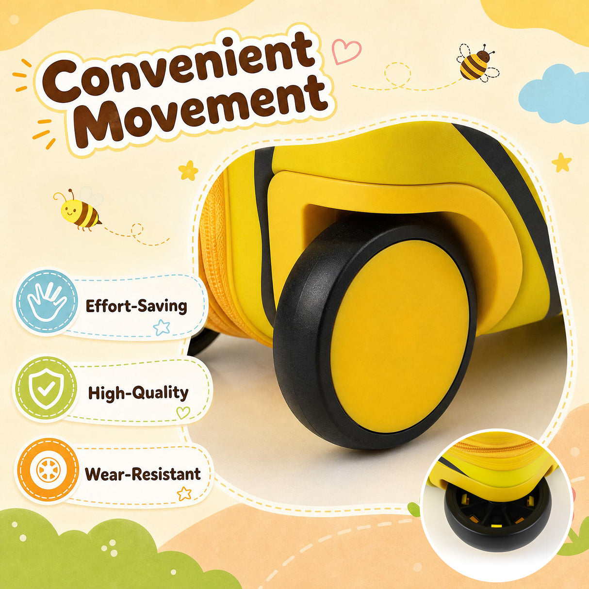 40 cm Lightweight Bee Suitcase Set with Rolling Wheels