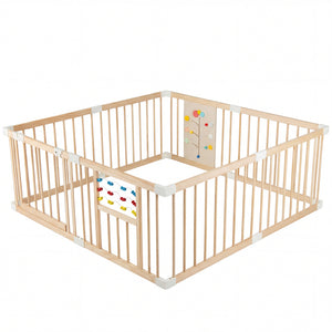 Wooden Adjustable Multi-Shape Baby Playpen for Infants and Toddlers