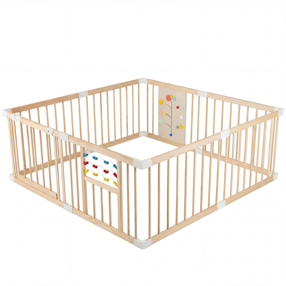 Wooden Adjustable Multi-Shape Baby Playpen for Infants and Toddlers