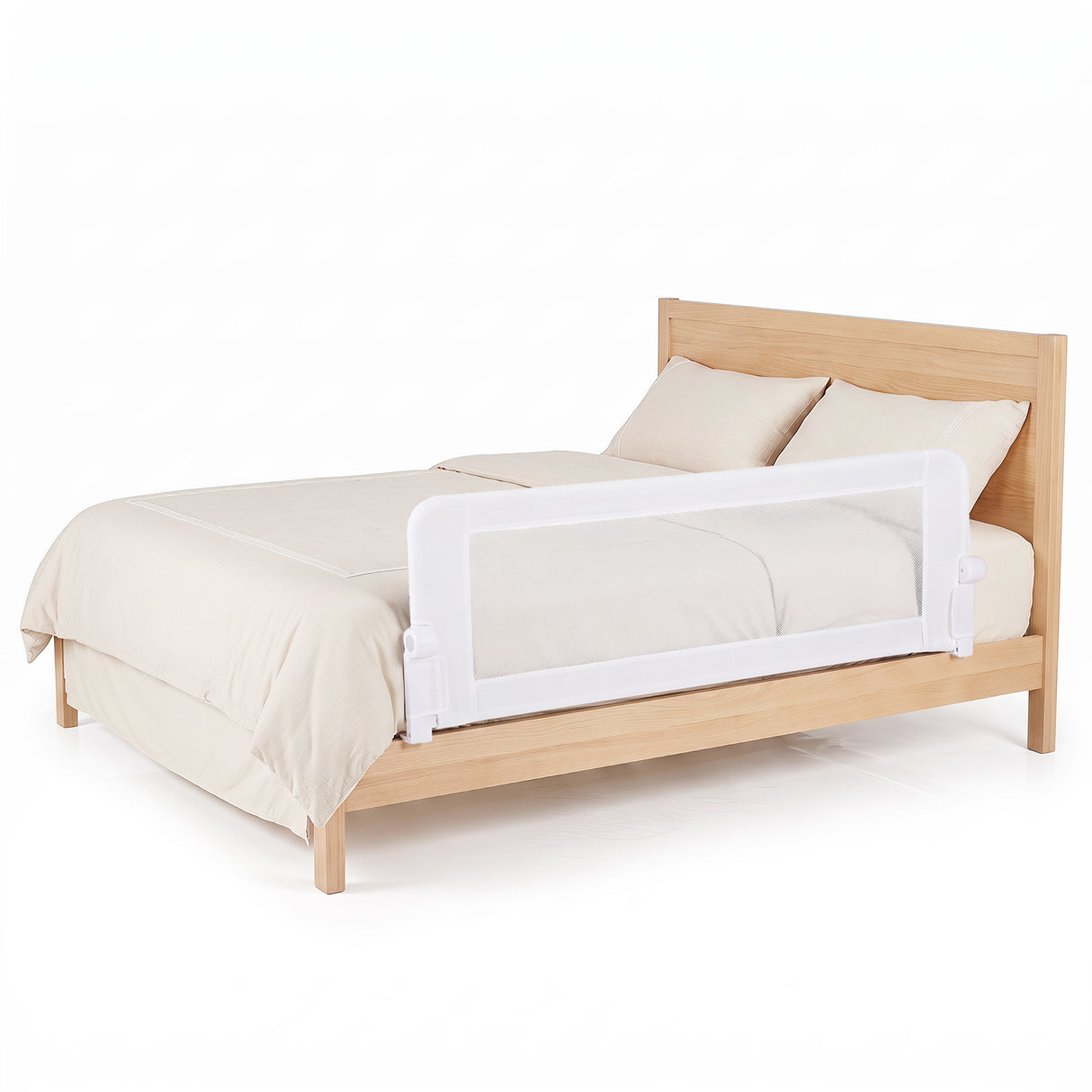 152/120 cm Long Foldable Bed Rail, 50 cm Extra Tall, White/Grey