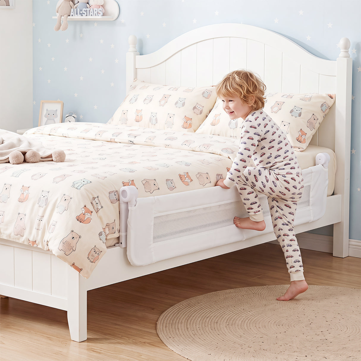152/120 cm Long Foldable Bed Rail, 50 cm Extra Tall, White/Grey