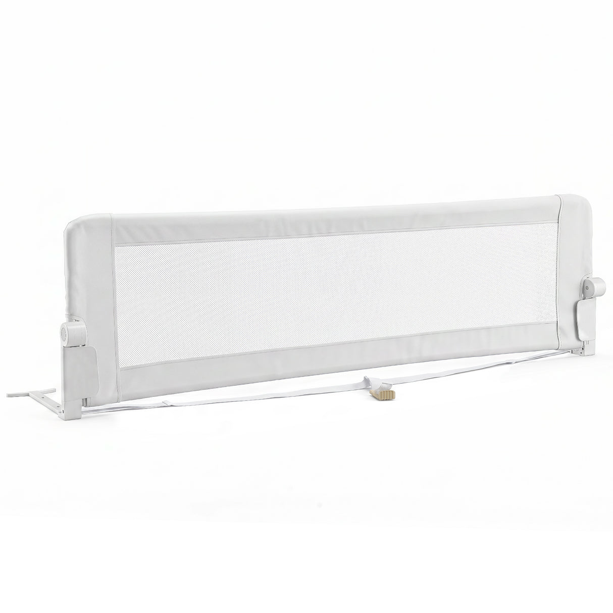 Universal Kids Bedrail Guard with Adjustable Safety Strap for Single Double Queen King Mattress, White/Grey