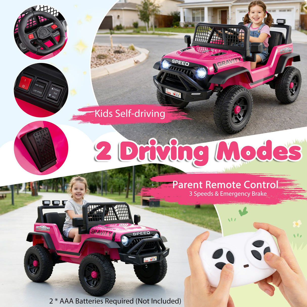 24V Battery Powered Electric Vehicle with Parent Remote Control